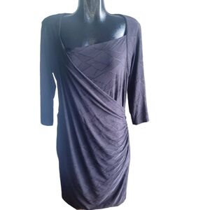 Laura Plus Black Faux Wrap Formal Dress With Asymmetrical Neckline Size 16